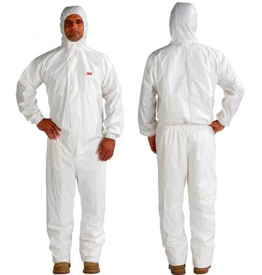 3M? 白色戴帽連體防護服 4545